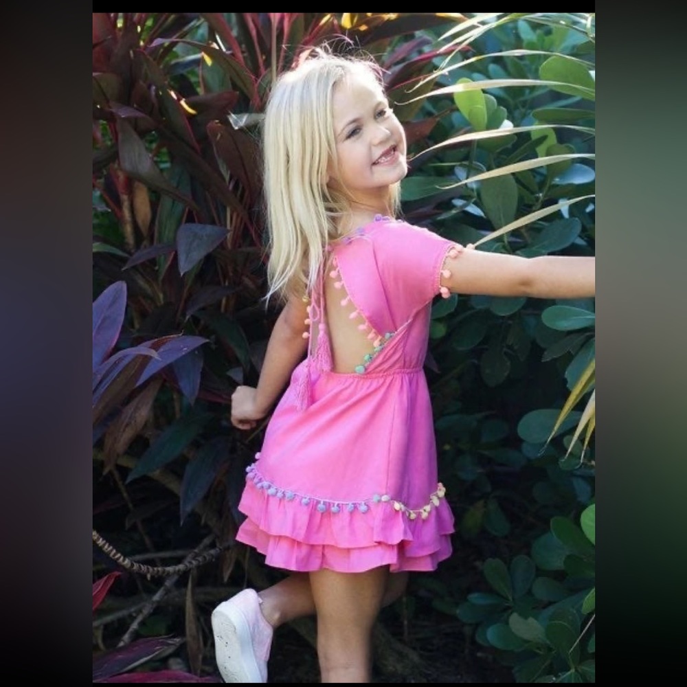 Little Peixoto girls pom pom pink cotton dress